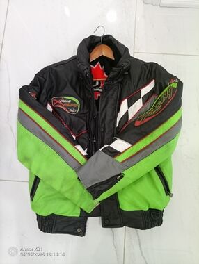 Vintage 90s Choko Xtreme Racing Leather Insulated Jacket Sno-Lime/Black Size L